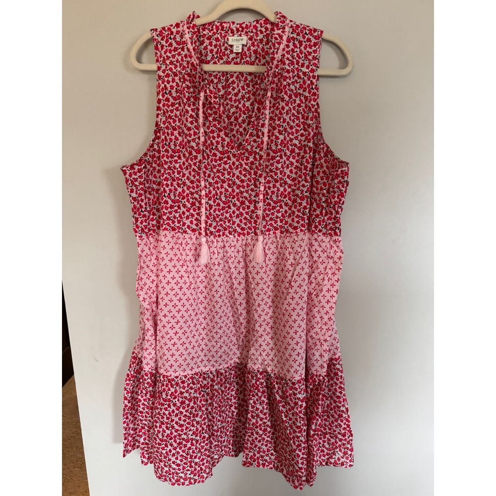J.Crew 2X Floral Sleeveless Tiered Cover Up Dress in Mixed Print w/tassels
